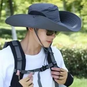 (색상 02와이드햇-베이지)자외선 차단 와이드 챙 대형 벙거지 모자 등산 캠핑 야외용 모자