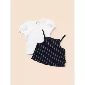 빈폴 키즈 여아 요루지 뷔스티에  저지 반소매 티셔츠 2PACK 세트 네이비 BI6442G03R 531814
