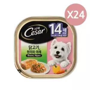 노견사료 강아지 닭고기 습식 캔 시저 통조림 노견 100g 24P