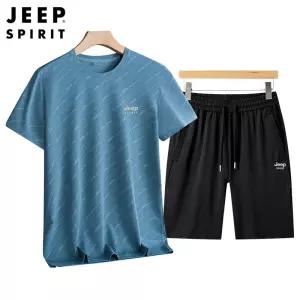 JEEP SPIRIT 남자 쿨링 반팔 반바지 세트 데일리 운동복