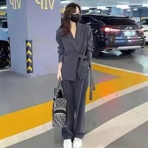 여성 투피스 하객룩 루즈핏 자켓 와이드팬츠 세트 오피스룩