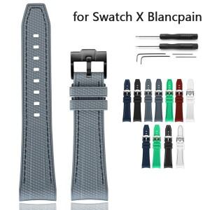 스와치 X 블랑팡 피프티 패덤스 22mm 곡선형 엔드 방수 리퀴드 실리콘  시계 호환용 호환용줄 남녀공용 교