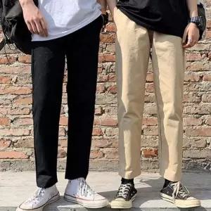 고품질 남성 캐주얼 대학생 데이트 데일리 밴딩 일자 면바지 면바지 스키니 (W873AD8)