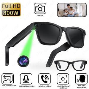 LIGE 8MP 스마트 안경 HD AI 카메라 블루투스 통화 선글라스 300mAh 배터리 음성 비서 번역 객체 식별 2025