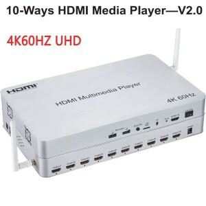 4K 60Hz 10채널 HDMI 멀티미디어 플레이어 스플리터 1x10 HDMI 미디어 플레이어 USB U 플래시 디스크 안드