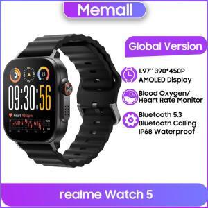 글로벌 버전 realme Watch 5 스마트워치 1.97인치 AMOLED 스크린 혈중 산소 센서 14일 배터리 수명 IP68 방