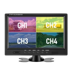 9인치 쿼드 스플릿 스크린 4채널 HD 백업 모니터 SAMFIWI 컬러 TFT LCD 차량 후방 보기 역방향 디스플레이