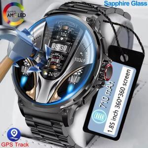 2025 러기드 밀리터리 GPS lP68 방수 스마트 워치 남성용 아웃도어 시계 1.85인치 HD 블루투스 통화 기능