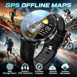새로운 비즈니스 스마트워치 남성용 GPS 오프라인 지도 기술 4GB 메모리 음악 비디오 플레이어 스포츠 스마