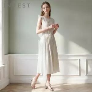 [인베스트] 도트 나염 플리츠 쉬폰 원피스_IN6M1OP4061
