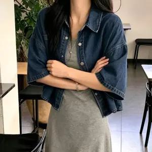 픽스 데님 셔츠 자켓 반팔 청 아우터