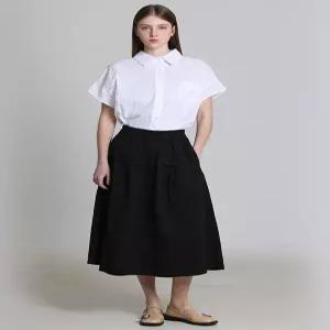 [데코][오조크(OZOC)] 면 단추 A라인 스커트 (택가격 85000원)