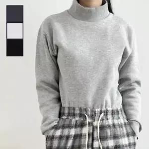 여성 데일리웨어 따뜻한 기모안감 데일리 반목폴라티 목폴라 기본티 반폴라 (WBA1664)