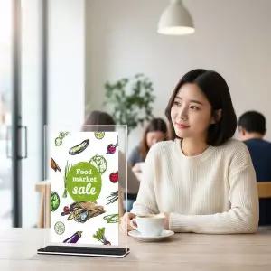 투명 아크릴 메뉴판 A4 A5 식당 카페 테이블 가격표 거치대 스탠드
