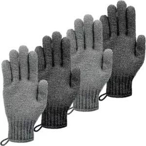 MIG4U 샤워 각질 제거 스크럽 장갑 목욕 바디 워시 딥 클렌징 스펀지 루파 여성 남성용 2 Count (Pack of 1) Mulitcolor - Black +
