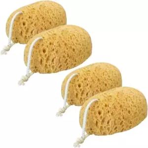 프레티줌 4pcs 샤워용 허니콤 바디워시 스펀지 인체공학적 각질 제거 목욕 스크러버 파우치 남성용 0대용 강화 거품 피부 광택제로 부드러운 딥 클리닝을 제공