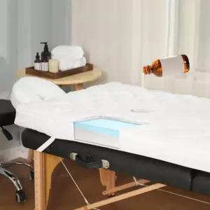 32인치 래시 침대 토퍼 세트 젤 메모리 폼 마사지 방수 플러피 베개 커버 스파 에스테틱 왁스 화이트 테이블 및 페이스 레스트 포함 White 73 X29
