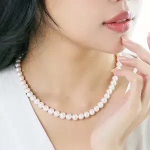 5A 최상급 8-8.5mm 천연 담수 진주목걸이 14k