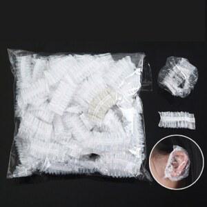 일회용앞치마 100pcs 일회용 덮개 보호기 머리 염색 모자 목욕 샤워 귀마개 도구 액세서리
