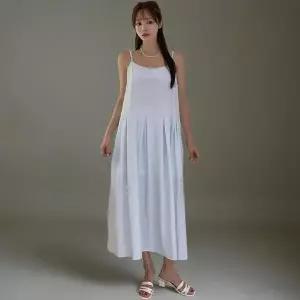 [하프클럽/]여성 프릴 H라인 롱스커트 뒷트임 코튼 여름 밴딩