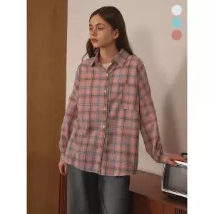[하프클럽/르샵]체크 카라 롱 긴팔 셔츠 (DP1BA008A)