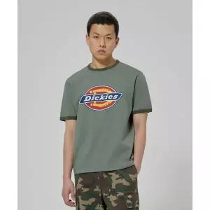 디키즈 DICKIES 트리 로고 링거 티셔츠 Olive 162433