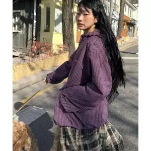 디키즈 DICKIES 그리드 체크 라이트 윈드브레이커 Purple DIKU251LRJK004PP0 404557