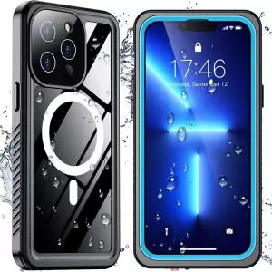 SPIDERCASE 아이폰 13 프로 맥스용 마그네틱 케이스 방수, 내장 스크린 및 카메라 렌즈 프로텍터[IP68 수중