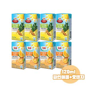 Dole 돌주스 프리미엄 100% 과즙주스 120ml 파인애플맛8+오렌지맛8/총16팩/무료배송