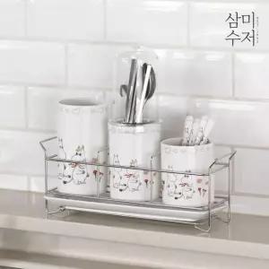 [삼미수저] 무민 더키친 3단 철망 수저통