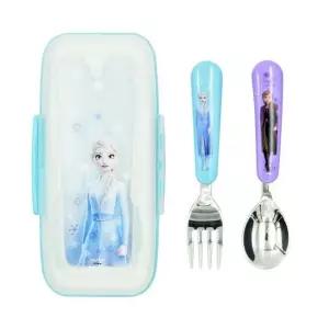 고품질 겨울왕국2 조용한 스푼포크 투톤케이스 세트 스텐도시락 도시락세트 (W56C3A5)