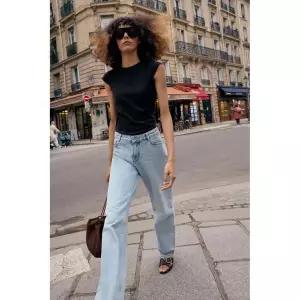 [정품] 자라 티셔츠 민소매 나시 반팔 ZARA 미니멀 반소매 - 블랙
