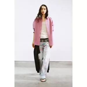 [국내 발송] 자라 JEANS TRF LOOSE FOLDED 프린트 로우라이즈 - 블루 0695/010/400 307704