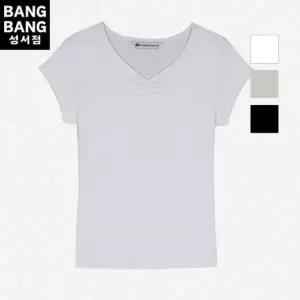 [하프클럽/뱅뱅]뱅뱅 HC04 여름여성셔링 브이넥 캡소매 반팔면티 NTL513