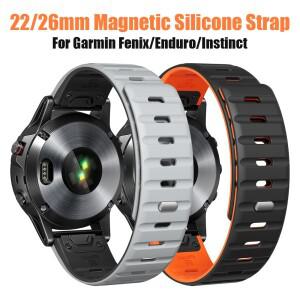 가민 피닉스 8 프로 8 7 6 5X/인스팅트 2X/엔듀로 3/포러너 970 965 955용 마그네틱 실리콘 시계줄 교체용