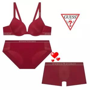 매장정품 GUESS 게스 로고 톤톤밴디드 레드 브라 팬티 드로즈 커플세트 GDWBRR23GDWBPR23RD 1691830