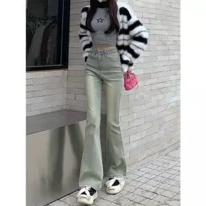 미에스틸로 바지 여친 빈티지 여름 데님팬츠 슬림 핏 와이드 청바지 배기 부츠컷 하이웨스트 말굽 ADOR2