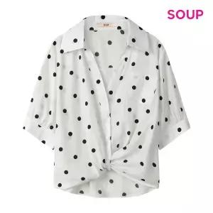 [SOUP](타임스퀘어점패션관)이너 레이어드형 네추럴 꼬임 밑단 도트 블라우스 (S65SS30)