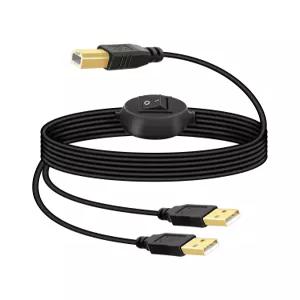 RIIEYOCA 2 in USB 프린터 스플리터 케이블 A 남성에서 B 두 대의 컴퓨터를 위한 토글 스위치 스캐너 공유
