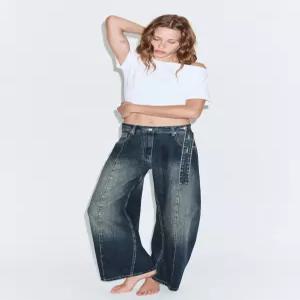 ZARA JEANS TRF OVERSIZE 미드라이즈 - 네이비 5575/252/401