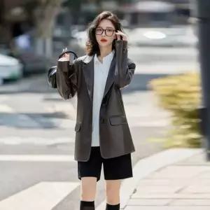 볼사스 여친 가을 빈티지 캐주얼 정장 재킷 가죽 자켓 코트 PU ADOR3