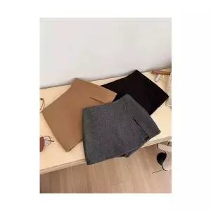 마이진 여성 정장 스커트 모직 이중 트임 비침 방지 A라인 힙업 러플 ADOR1