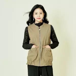 (단)[바띠]기모 배색 패딩 베스트