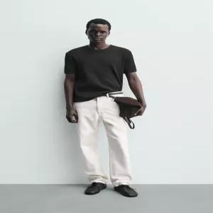 자라 ZARA 와플 구조 티셔츠 - 블랙 4087/400/8001316127