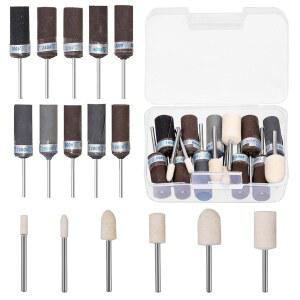Keadic 16Pcs 180에서 2000 그리팅 알루미늄 산화물 연마 샌딩 드럼 슬리브, 디버링 블렌딩 금속 플라스틱 목재용 미니 울 완충 휠 포함