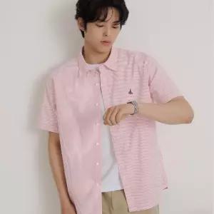 빈폴 멘 시어서커 스트라이프 반소매 셔츠 레드 BC6465C436