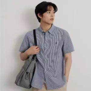 빈폴 멘 시어서커 마이크로 깅엄 반소매 셔츠 네이비 BC6465C42R C42R