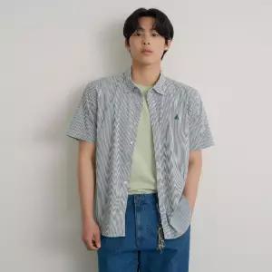빈폴 멘 플레인 스트라이프 반소매 셔츠 그린 BC6465C13M C13M