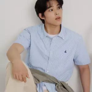 빈폴 멘 시어서커 스트라이프 반소매 셔츠 블루 BC6465C43P C43P