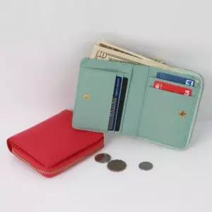 [룽스_65]웨이브 미니지갑 데일리 소가죽 반지갑
